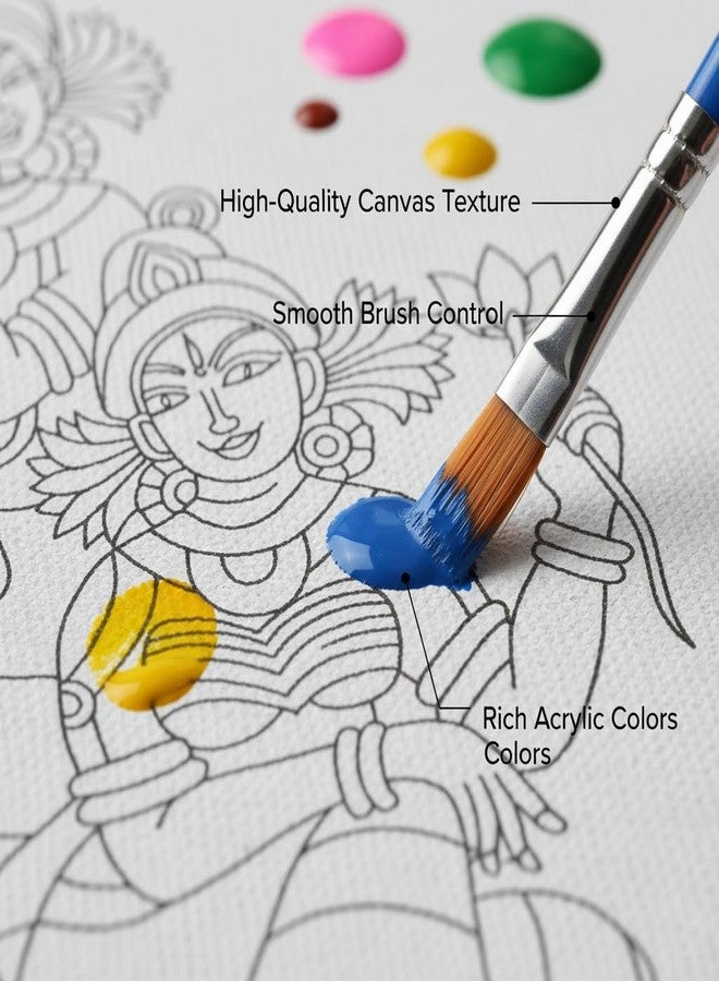HOBBY INDIA مجموعة لوحة الرسم على قماش من هوبي إنديا للأطفال والكبار | هدية فنية وحرفية يدوية للأولاد والبنات | تصميمات فنية هندية يدوية جاهزة | ديكور للمنزل، غرفة النوم، غرفة المعيشة والمكتب (12 × 9 بوصة) (R & K) - Image 4